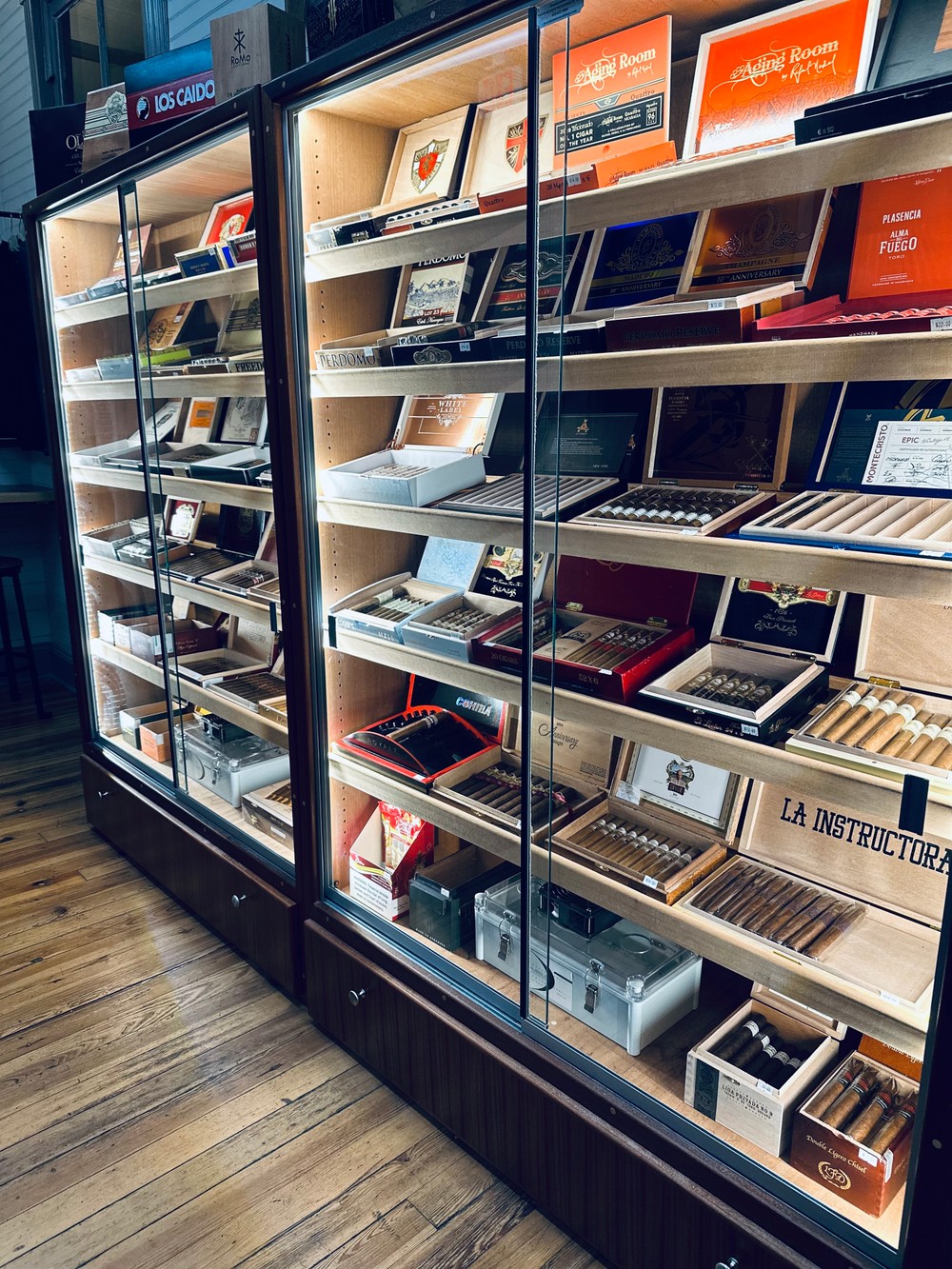 Cigar lounge members enjoying premium cigars