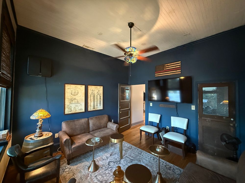 Private event space at FD Cigar Company with premium seating arrangement