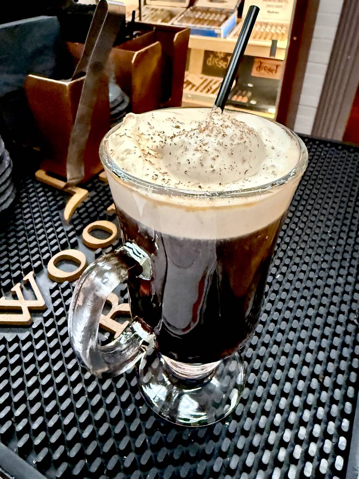 Irish Coffee with espresso-infused cream