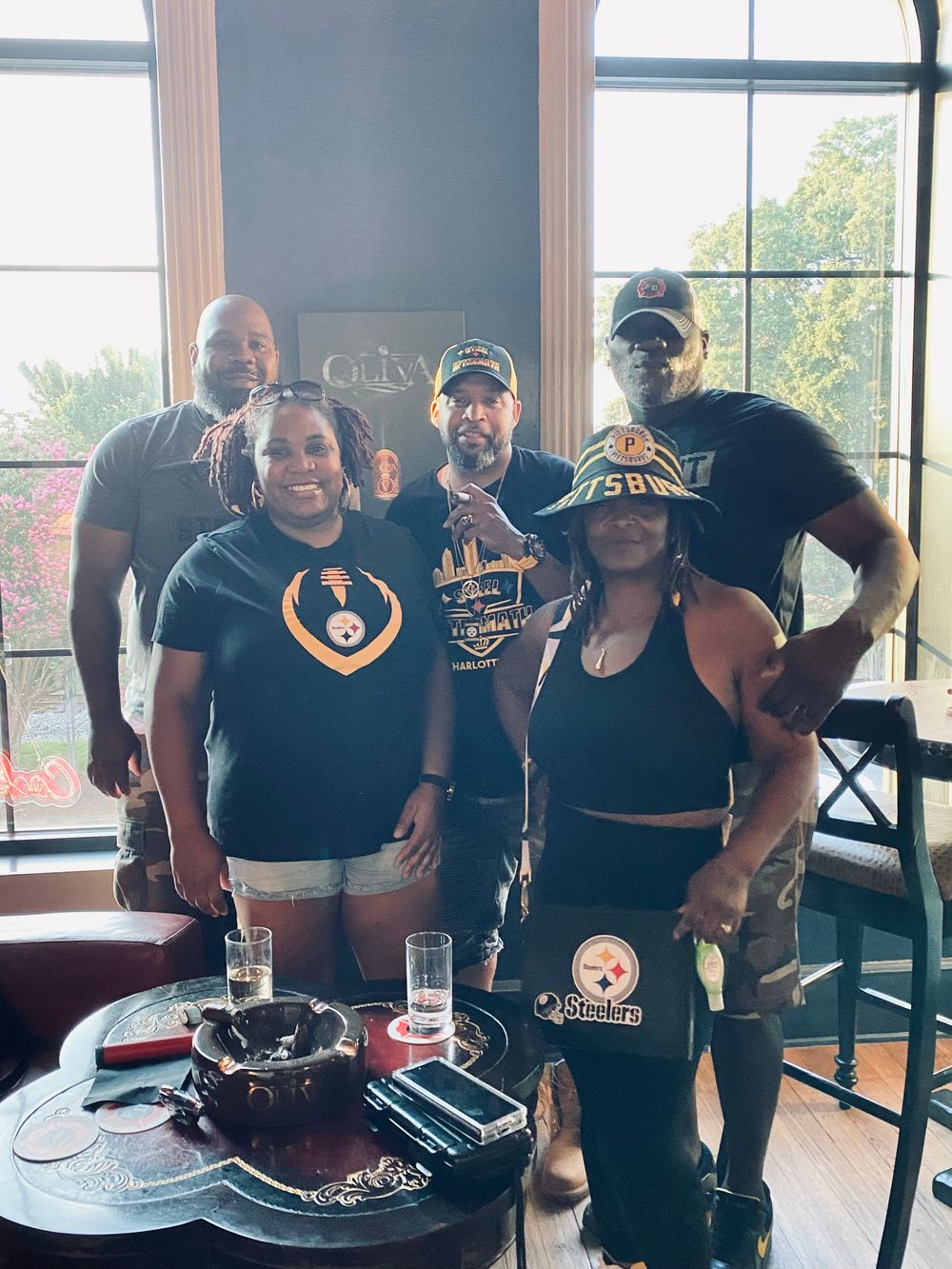 Group watching a football game